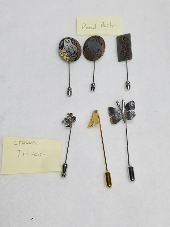 Crown Trifari Jewelry - Vintage Hat Pins Lot 6 Crown Trifari Reed & Barton Collector Hatpin Stickpins